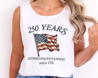 Comfort Colors® 250th America Anniversary Tank Top, Usa 250 Tops, Independence Day, Celebrate 250th Anniversary Tank Tops, Usa Flag Tops