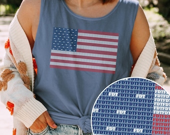 Comfort Colors® Subtle FDT American Flag Tank Top | 4th of July USA Flag Top, Anti Trump Political Top, American Flag, Patriotic Gift