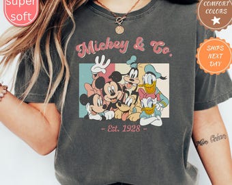 Comfort Colors® Vintage Mickey & Co 1928 T-Shirt | Retro Mickey and Friends Family Shirt, Disney Tee, Disneyland Shirt,Disney Characters Tee