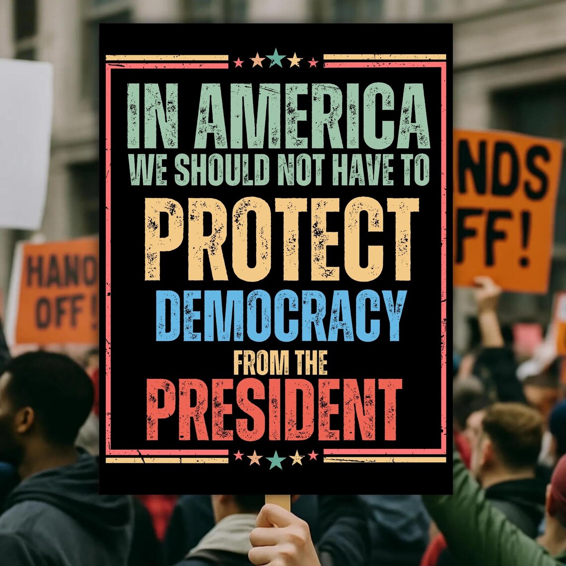 Protect Democratic Rights Protect Democracy Protest Sign | Political Activist Poster, Rally Sign ...