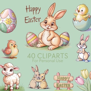 Ostermotive Digitale Grafiken – zugeschnittene Ostern Sticker transparent & 300 dpi zum Verschönern von Bastelprojekten, Ostern basteln