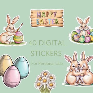 Ostermotive Digitale Grafiken – zugeschnittene Ostern Sticker transparent & 300 dpi zum Verschönern von Bastelprojekten, Ostern basteln