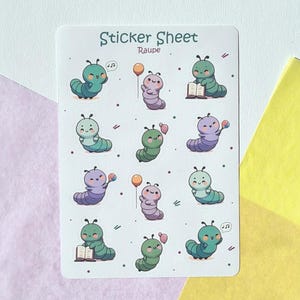 Feuille d'autocollants Chenille – Autocollants animaux pour enfants et CP, cadeaux de rentrée, cadeaux pour enfants, autocollants enseignants, autocollants Chenille