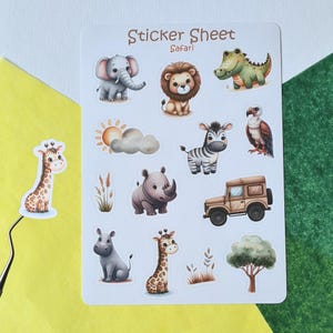 サファリ動物ステッカー - サファリ動物ステッカーセット、子供向けサファリステッカー、新学期ギフト、子供向けクラフト