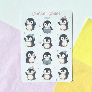 Planche d'autocollants Pingouin – Autocollants animaux pour enfants et débutants, cadeaux de rentrée, cadeaux pour enfants, autocollants pour enseignants