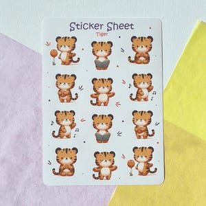 Planche d'autocollants Tigre – Autocollants animaux pour enfants et débutants, cadeaux de rentrée, cadeaux pour enfants, autocollants pour enseignants, autocollants Tigre