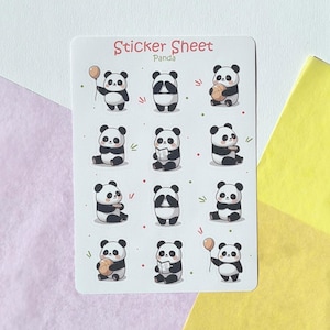 Foglio di adesivi a forma di panda - Adesivi a forma di animali per bambini e alunni della prima elementare, regali per il ritorno a scuola, regali per bambini, adesivi per insegnanti, adesivi a forma di panda
