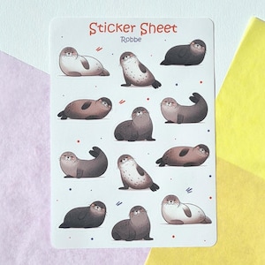 Seal Sticker Sheet – Dierenstickers voor kinderen en eerstejaars, cadeaus voor het begin van het schooljaar, cadeaus voor kinderen, stickers voor leraren, Seal Stickers