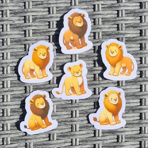 Adesivi Leone - Adesivi Impermeabili, Adesivi Animali per Bambini, Regali per il Ritorno a Scuola, Regali per Bambini, Set di Adesivi Animali