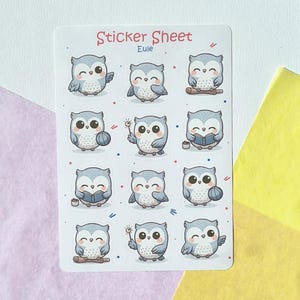 Planche d'autocollants hibou – Autocollants animaux pour enfants et débutants, cadeaux de rentrée, cadeaux pour enfants, autocollants pour enseignants, autocollants hibou