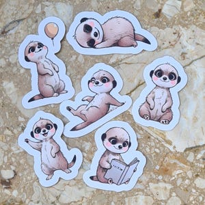 Adesivi Meerkat - Adesivi impermeabili, adesivi animali per bambini, regali per il ritorno a scuola, regali per bambini, set di adesivi animali