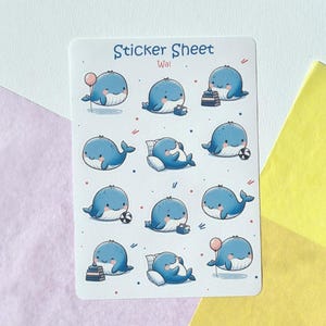 Planche d'autocollants baleines – Autocollants animaux pour enfants et débutants, cadeaux de rentrée, cadeaux pour enfants, autocollants pour enseignants, autocollants baleines
