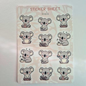 Koala Sticker Sheet | Tier Sticker für Kinder, Erwachsene & Lehrer