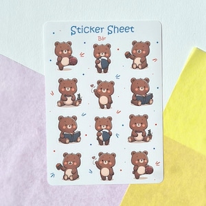Bär Aufkleber Bogen – Tier Aufkleber für Kinder & Schulanfänger, Geschenke Schulanfang, Kinder Geschenke, Aufkleber Lehrer, Aufklebe Bär