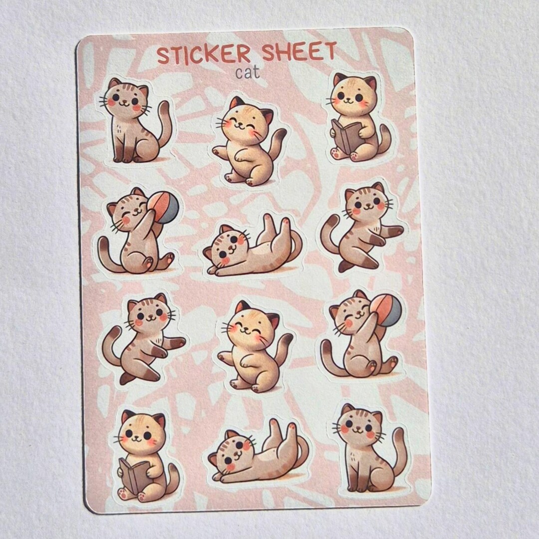 Cat Sticker Sheet | Animal Stickers for Kids, Adults & Teachers - Etsy