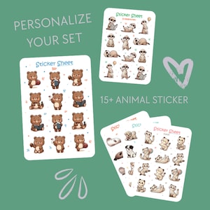 Set di adesivi personalizzabili a forma di animali - Foglio di adesivi a forma di animali, adesivi per bambini, regali per bambini da attaccare, adesivi personalizzabili