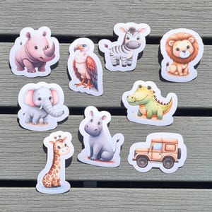 Set de pegatinas de animales de safari: pegatinas impermeables, pegatinas de safari para niños, regalos para la vuelta al cole, regalos para niños, set de pegatinas de animales