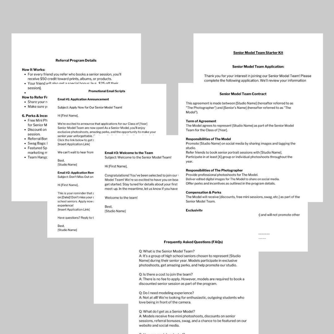 Senior Model Program | Senior Rep Starter Kit | Photographer Senior ...
