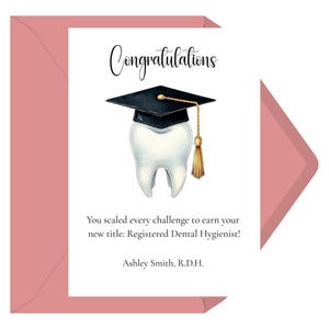 Cartão de formatura personalizado da escola de higiene dental | Presente de higienista dental | Cartão de formatura RDH | Presente de higienista dental registrado | Cartão 5x7