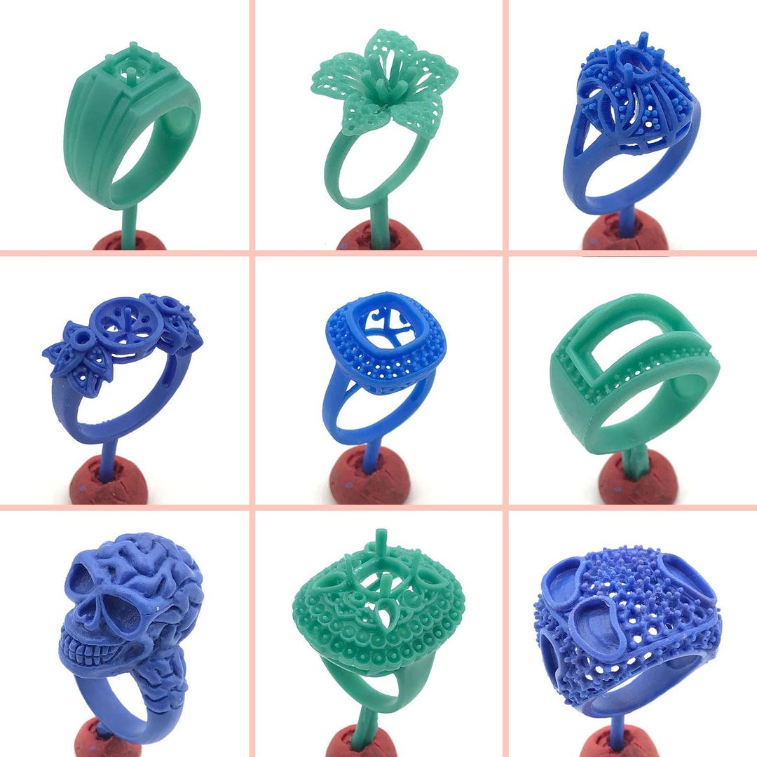 Brain Ring 9PC Large Gem & Skull Brain Ring Design Lost Wax Casting Molds Jewelry ...