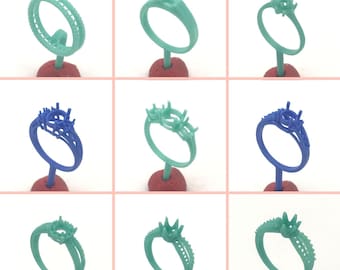 9PC Grand Engage Ring Wax Plain Design | Lost Wax Casting Pattern Mold Jewelry Designer Supplies | RG394