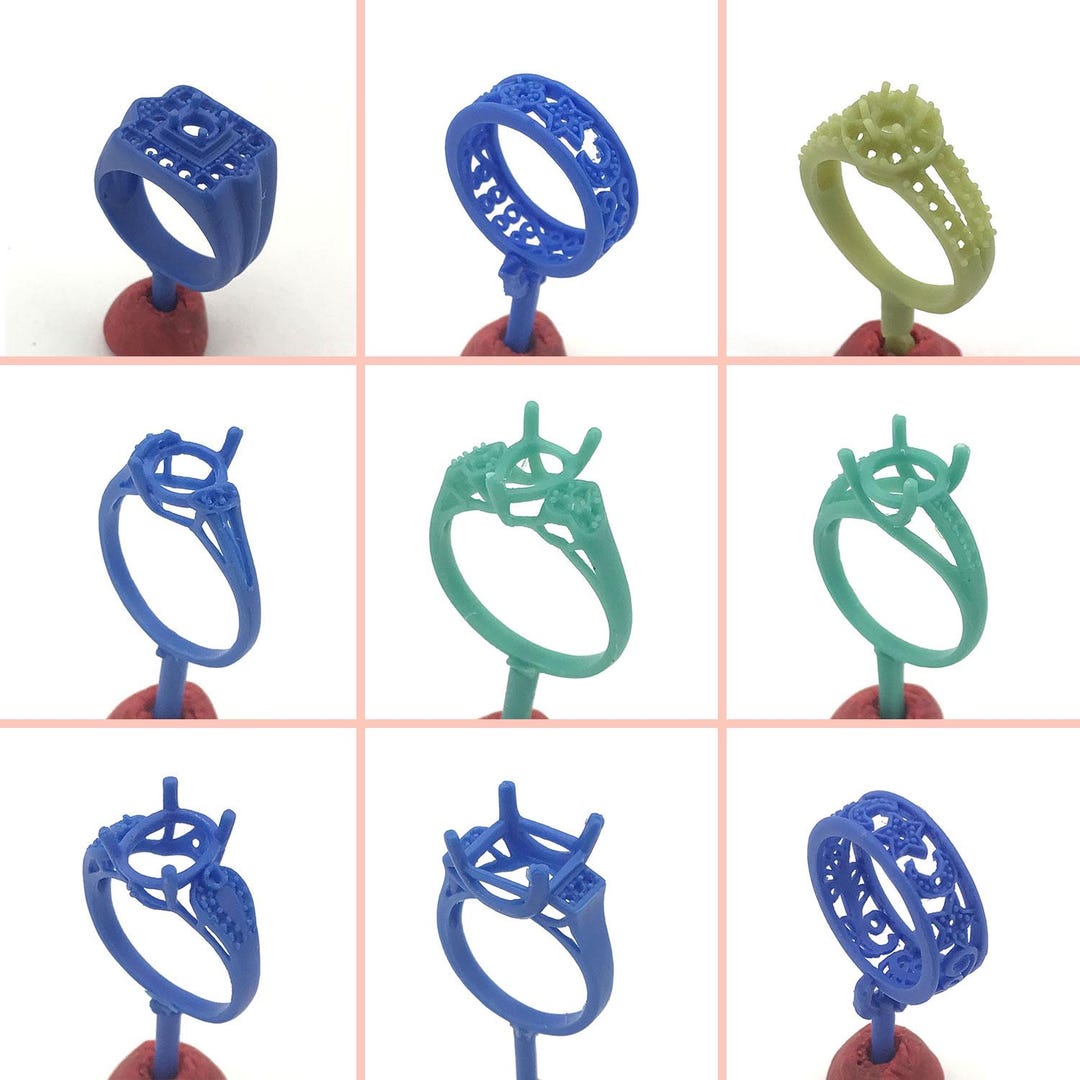 9PC Lesser Wedding Ring Diamond Hole Design S1 | Rings Wax Pattern Mold ...