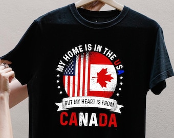 Canada USA Dual Citizen T-Shirt: Distressed Flags, Canadian Pride