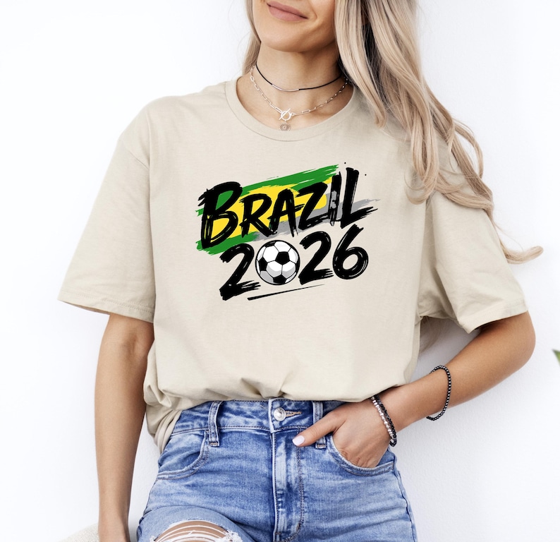 Brazil Football T-Shirt, International Soccer 2026 Shirt afbeelding 1