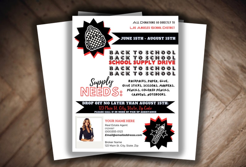Editable School Supply Drive Flyer Template, Back to School Invite ...