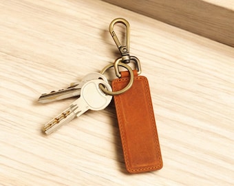Personalized Leather Keychain, Handmade Custom Key Ring, Monogram Key Fob, Christmas Gift