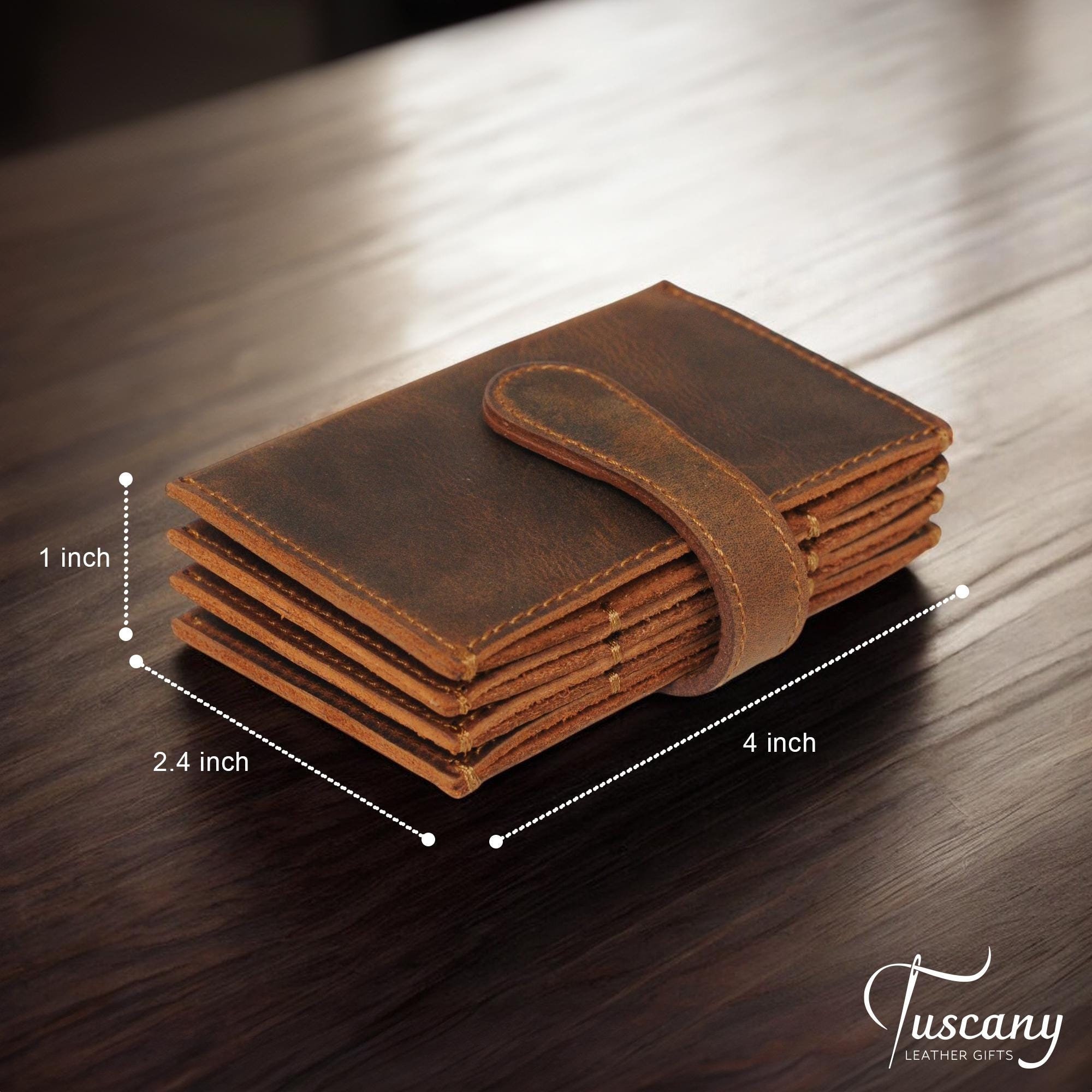 Personalized Leather Mini Wallet, Handmade Front Pocket Wallet, Christmas Gift, Custom Card Holder, Slim Accordion Wallet, Gift for Him Her