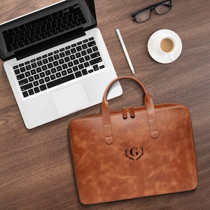 Personalized Leather Laptop Case, Handmade MacBook Cover, Leather Laptop Bag, Christmas Gift, Laptop Sleeve, Graduation Gift, Office Gift