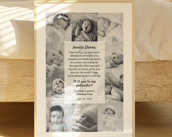 Will You Be My Godmother and Godfather Proposal Gift, Editable Godparent Proposal Photo Collage Template, Printable Canva Template