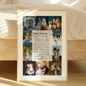 Aangepaste fotocollage verjaardagscadeau voor beste vriend, gepersonaliseerd cadeau voor bestie, definitie afdruk beste vriend, afdrukbare canvassjabloon