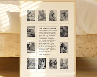 Custom Polaroid Frame Photo Collage Template: Grandma Gift, Birthday Keepsake (Printable Canva Template)