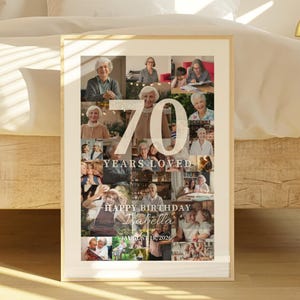 Present med fotocollage till 70-årsdag, present till män och kvinnor, presenter till 70-årsfest, siffercollage, digital nedladdning