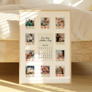 Cadre photo Polaroid personnalisé art mural fête des mères, premier cadeau fête des mères de bébé, cadeaux pour maman, 10 photos Polaroid, téléchargement numérique