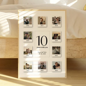 Custom Polaroid Photo Frame Collage Template, 10 Year Anniversary Gift for Him and Her, Gift for Husband and Wife, 10 Polaroid Photos