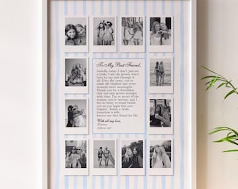 Something Blue Gift for Bride from Maid of Honor: Custom Polaroid Collage Wedding Frame (Printable Canva Template)