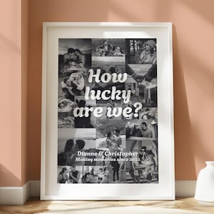 Benutzerdefinierte Foto-Collage Valentinstag Vorlage, wie glücklich sind wir, Sinnvolle Valentinstag Geschenke für Freund und Freundin, digitaler Download