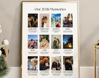Custom Photo Collage Frame Christmas Wall Art Template, First Christmas Gift for Boyfriend or Girlfriend, Gifts for Him, 2026 Year in Review