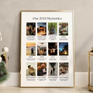 Cornice per collage fotografico personalizzata Modello di arte murale natalizia, Primo regalo di Natale per fidanzato e fidanzata, Regali per lui, Revisione dell'anno