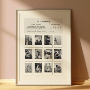 Custom Polaroid Photo Collage Frame Anniversary Template | Personalized 1 Year Anniversary Gift for Boyfriend and Girlfriend | 12 Photos
