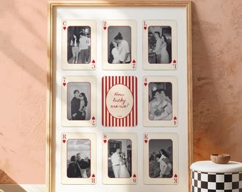 Custom How Lucky Are We Playing Cards Print: Personalized Photo Collage One Year Anniversary Gifts for Him or Her (Printable Canva Template)