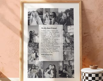 Cadeau personnalisé pour la mariée de demoiselle d'honneur : modèle souvenir de mariage collage photo personnalisé (téléchargement numérique)