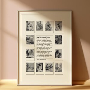 Cadeaux pour grand-mère des petits-enfants, modèle de grand-mère de collage de cadre Polaroid personnalisé, cadeau de Noël, cadeau de grand-mère, modèle de toile imprimable