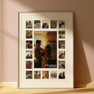 Aangepaste fotocollage frame Valentijnsdag sjabloon, Valentijnsdagcadeau voor vriend en vriendin, digitale canvassjabloon, sentimenteel cadeau