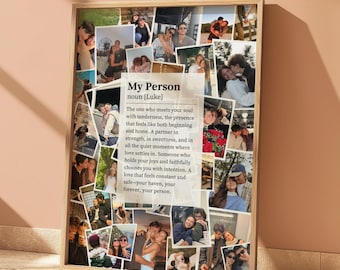 Personalised My Person Definition Wall Art Print, Custom Photo Collage 1 Year Anniversary Gift for Boyfriend or Girlfriend (Canva Template)