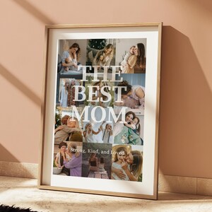 Presentes de Dia das Mães para Mãe, de Filho ou Filha, Moldura de Colagem de Fotos Grande Personalizada, Presente de Pôster de Dia das Mães para Ela, Modelo para Imprimir no Canva