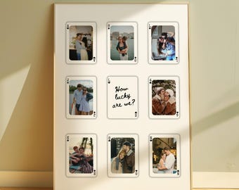 Custom How Lucky Are We Playing Cards Wall Art Print: Personalized 1 Year Anniversary Gift for Him or Her (Printable Canva Template)